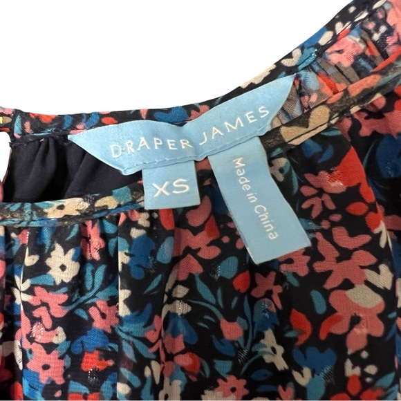 Draper James Floral Jewel Neck Puff Sleeve Blouse Blue Pink Multi XS Feminine - Picture 5 of 5